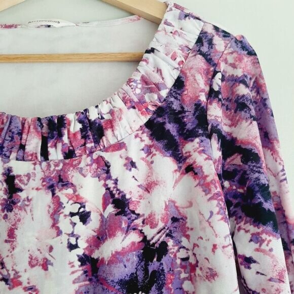 NORTHERN REFLECTIONS | Scoop Neck Stretch Top Abstract Purple & Pink Sz M - Picture 4 of 10
